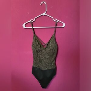 Olive Tree Olive Green Lace Bodysuit